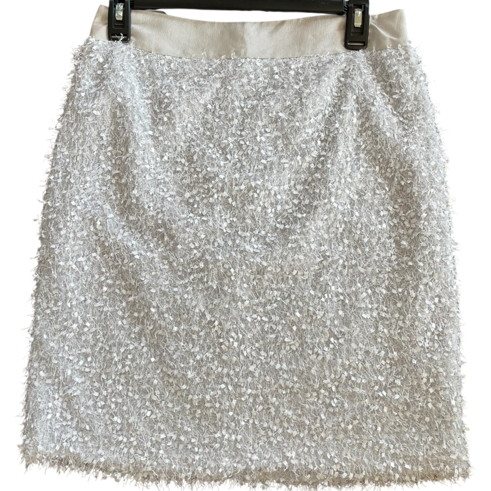 J MCLAUGHLIN Felix Textured Silver Grey Snowflake Jacquard Lined Skirt Size 4 - Picture 11 of 12